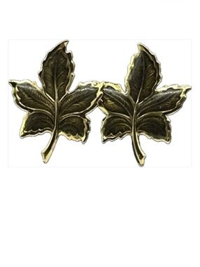 Gold Tone Leaf Earrings Maple Leaf Pierced Earrings 1” x 1-1/4” Statement Piece